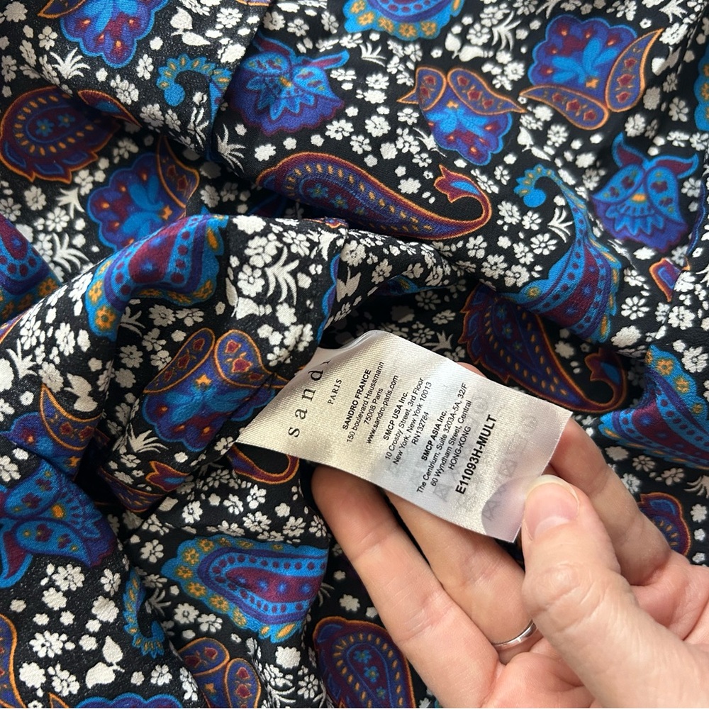 Sandro Paisley 100% Silk Top Size 2 - Picture 6 of 7